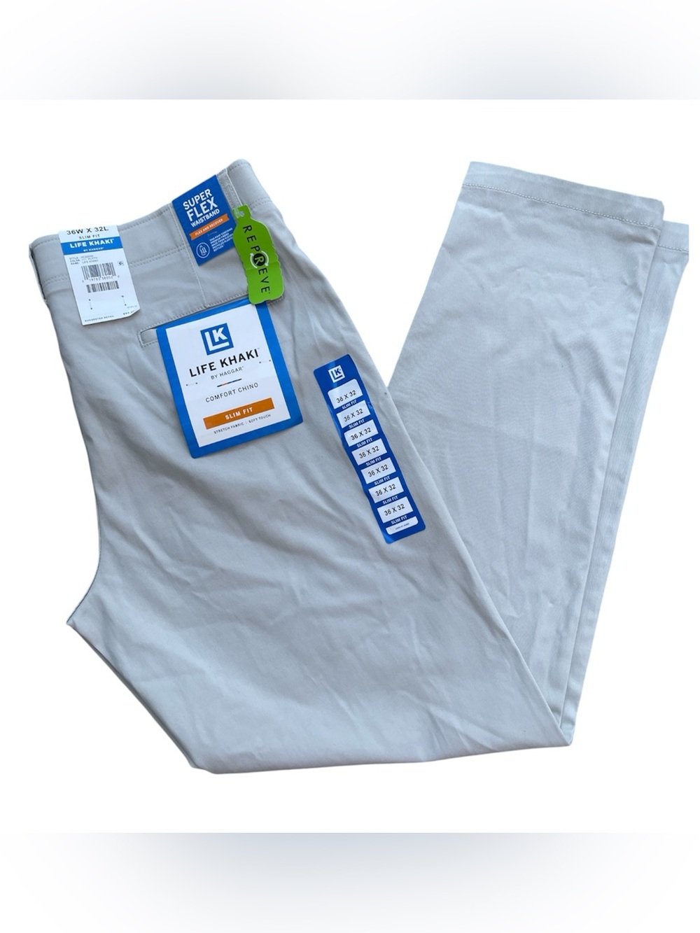 Haggar Life Khaki Comfort Light Tan Chino Slim Fit Pants‎ 36x32